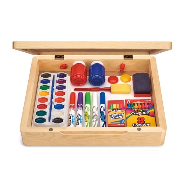 slide 2 of 3, Cra-Z-Art 5-in-1 Portable Wooden Tabletop Art Easel W/ Chalkboard & Dry Erase Board
