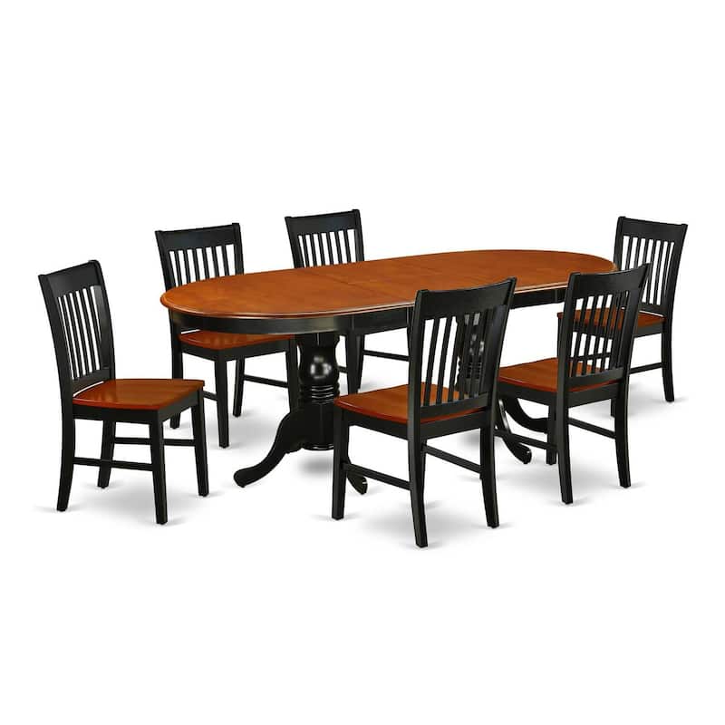 French Dining Set 7 Piece - Oval Table w/ Butterfly Leaf & 6 Chairs - Black Cherry Finish