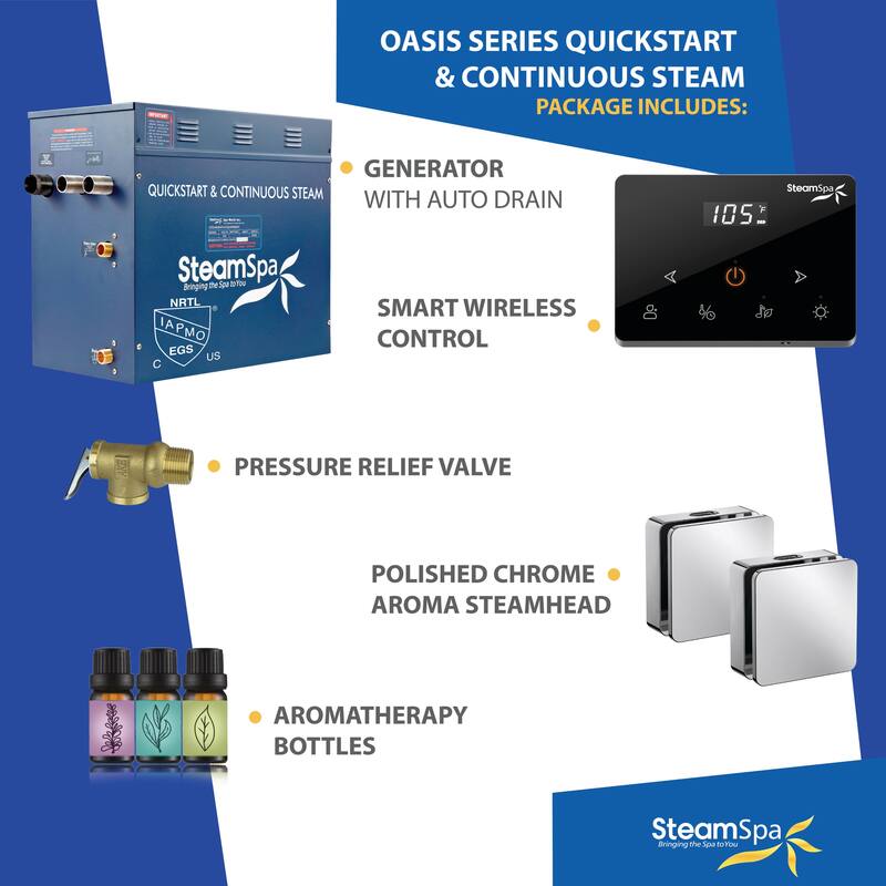 Oasis Series 12000-Watts Steam Generator with Continuous Steam Plus Fully Wireless Handheld Control