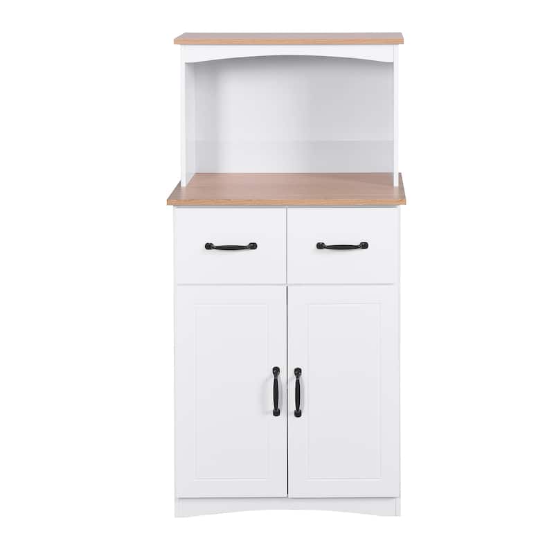 Wooden Kitchen Cabinet White Pantry Storage Microwave Cabinet with ...