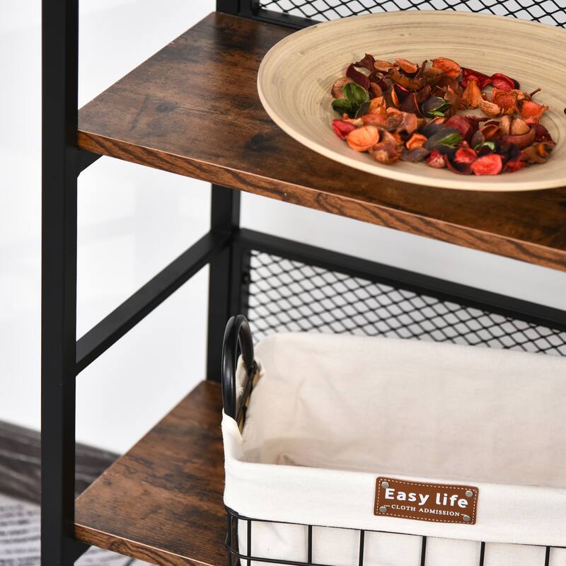 Industrial Style 3-Tier Console Table with Adjustable Feet and Metal Backing