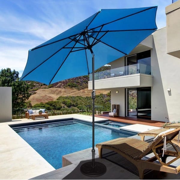 9 foot blue patio umbrella 9' w/ Crank/Tilt Feature The easy Serwall 9-ft Blue Square Crank