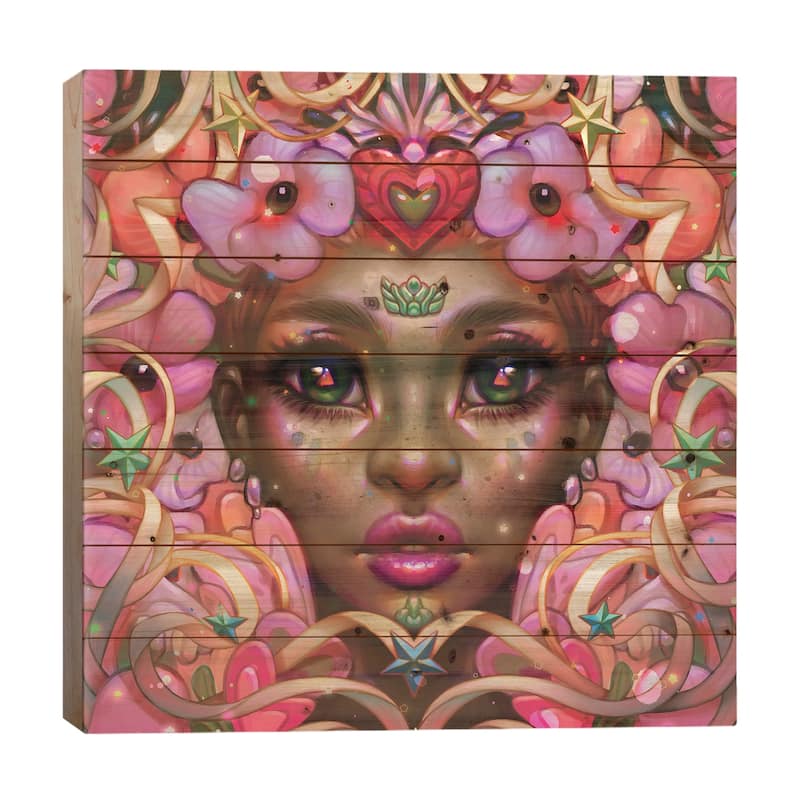 Pink Princess Print On Wood by Ejiwa Ebenebe - Multi-Color - 26x26x1.5