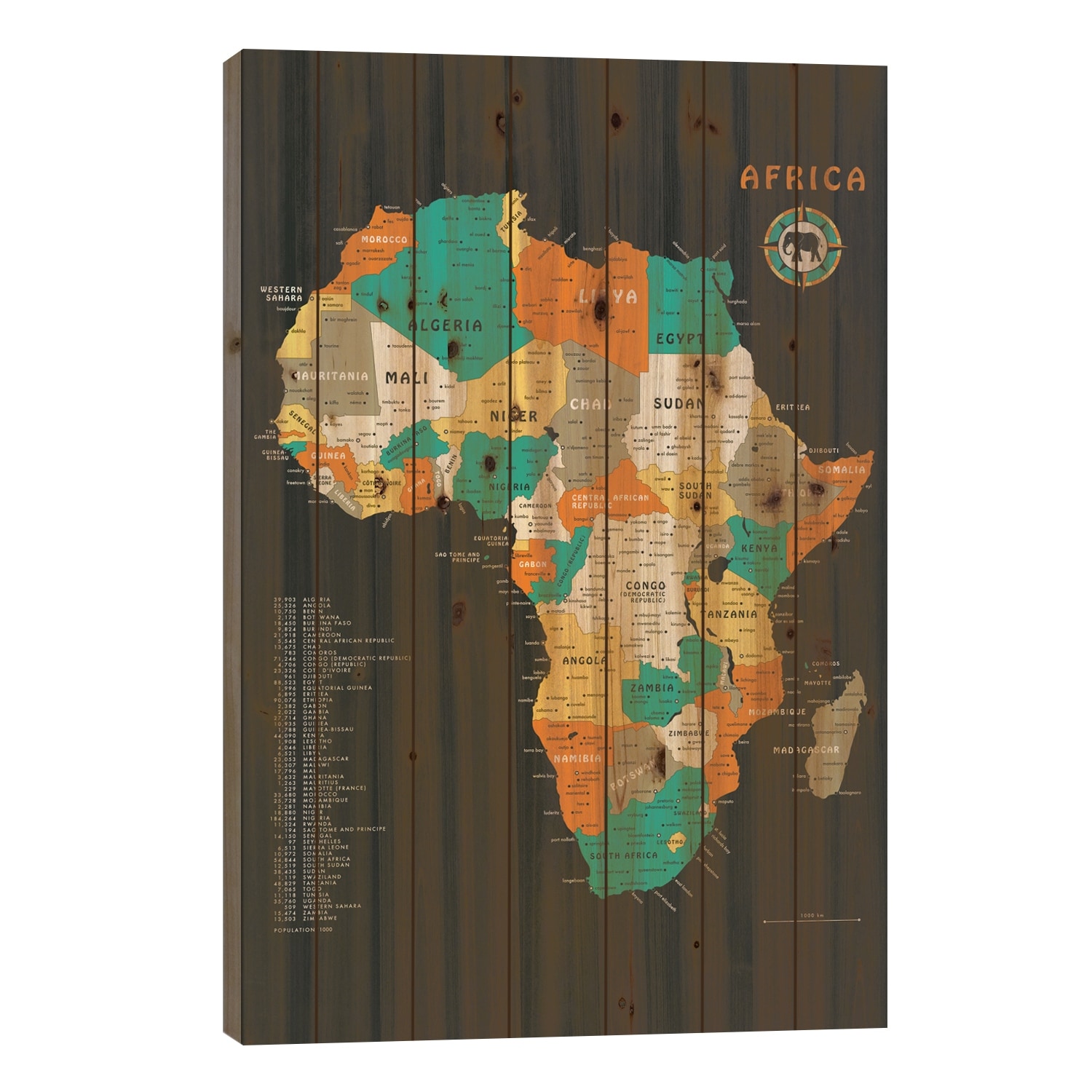 Africa Map Print On Wood by Jazzberry Blue - Multi-Color