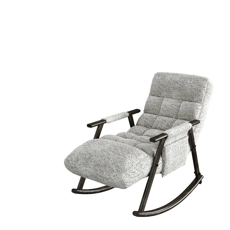 Modern 42.2" Velvet High Back Rocking Chair with Foot Rest and Side Pockets for Living Room