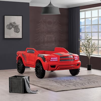Billy Mordern Plastic Pickup Truck Kids Bed with Light and Sound by Furniture of America