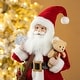 preview thumbnail 77 of 92, Glitzhome 18"H Faux Fur Christmas Santa Figurines with Porcelain Face