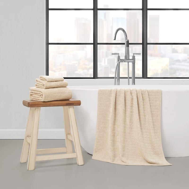 Lucky Brand Cotton Boucle Premium 6 Piece Bath Towel Set 2 Bath towels 2 Hand towels 2 Washcloths - 28"x54"/16"x26"/12"x12"
