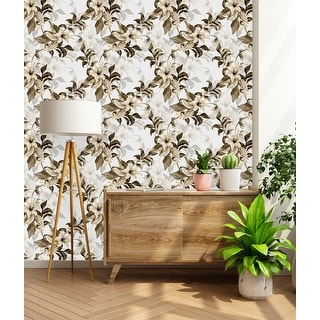 Floral Wallpaper on White Background - Bed Bath & Beyond - 35646784