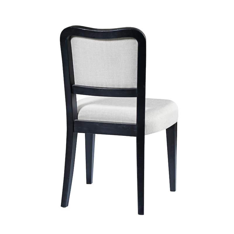 Upholstered Dining Chairs Set of 2 - Traditional Elegant Fabric Side Chairs with Curved Lines, Solid Hardwood Frame