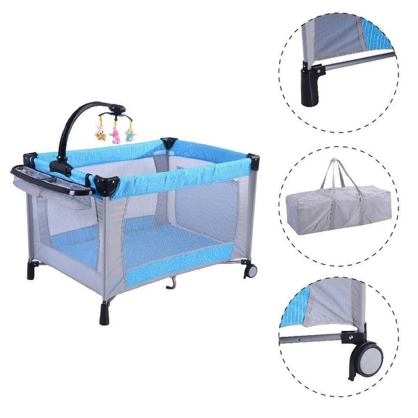 Shop Costway Baby Costway Baby Foldable Crib Bassinet Pack N Play