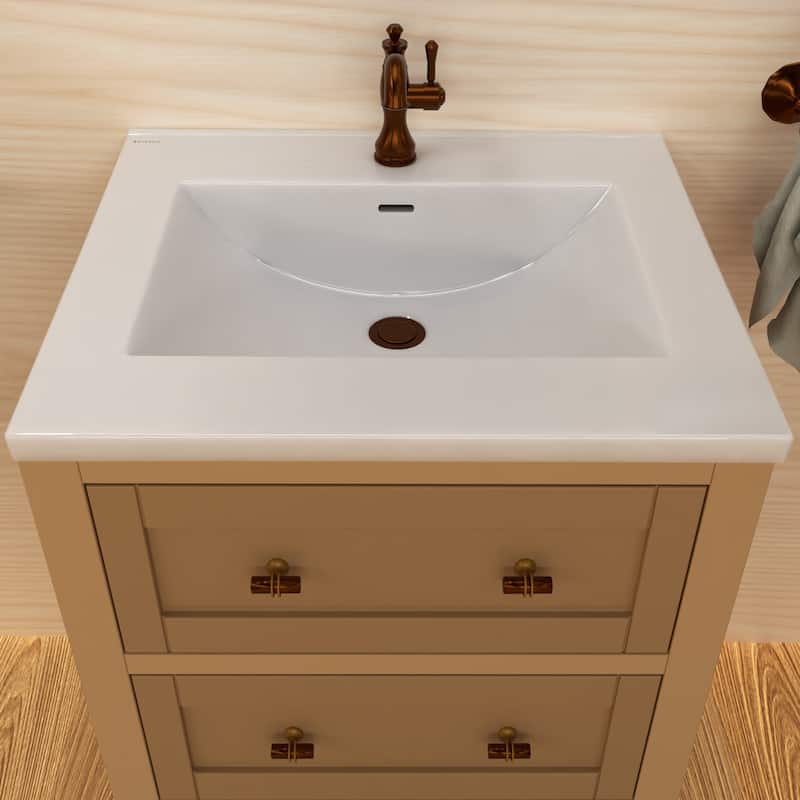 Countertop Vanity Sink with Integrated Rectangular Bowl