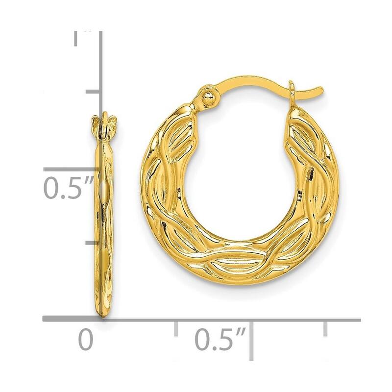 Curata 10k Yellow Gold Patterned Hoop Earrings 18x2mm