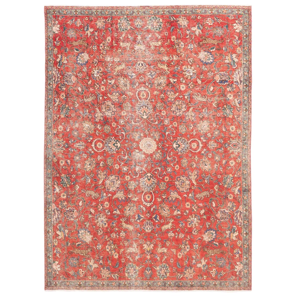 ECARPETGALLERY Hand-knotted Antalya Vintage Red Wool Rug - 7'5 x 10'1