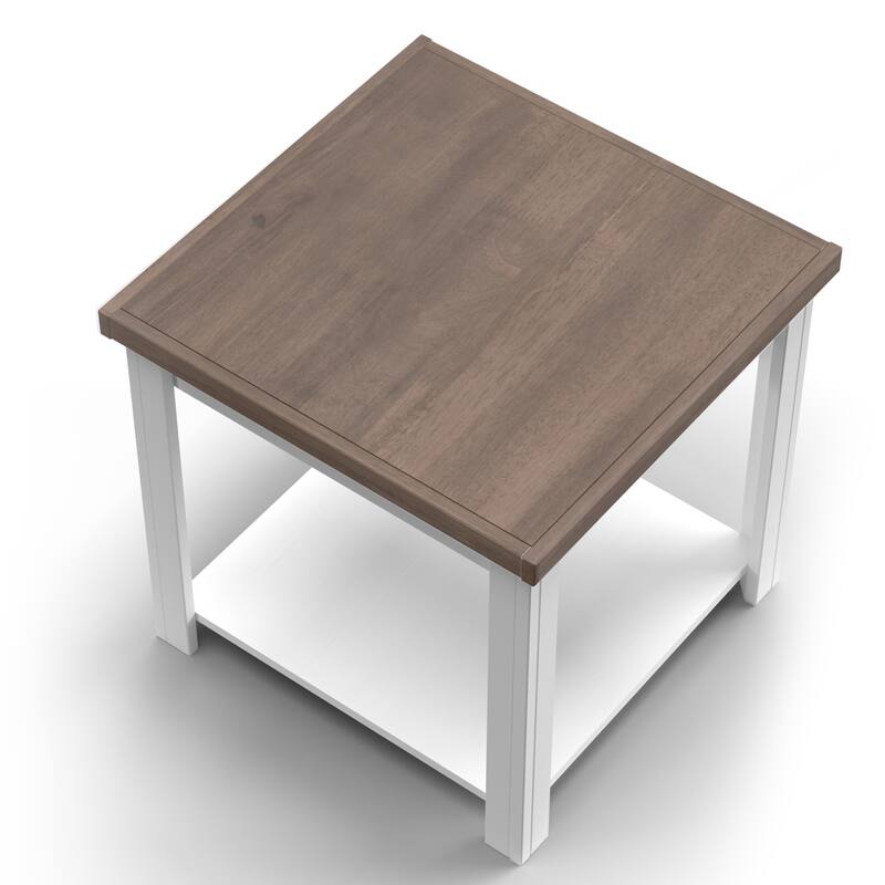 Bridgevine Home Modern Farmhouse 24 inch Side Table, No Assembly Required, Two-Tone Finish