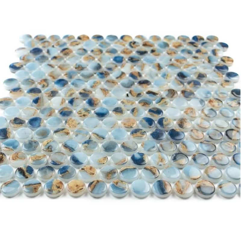 The Tile Life Eterna Penny 12x12 Round Glass Mosaic Floor, Wall & Backsplash Tile