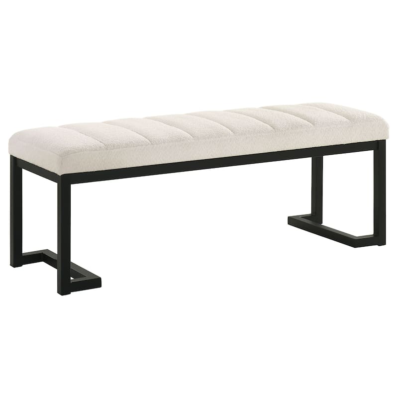 Mesa Boucle Upholstered Tufted Accent Bench - Vanilla