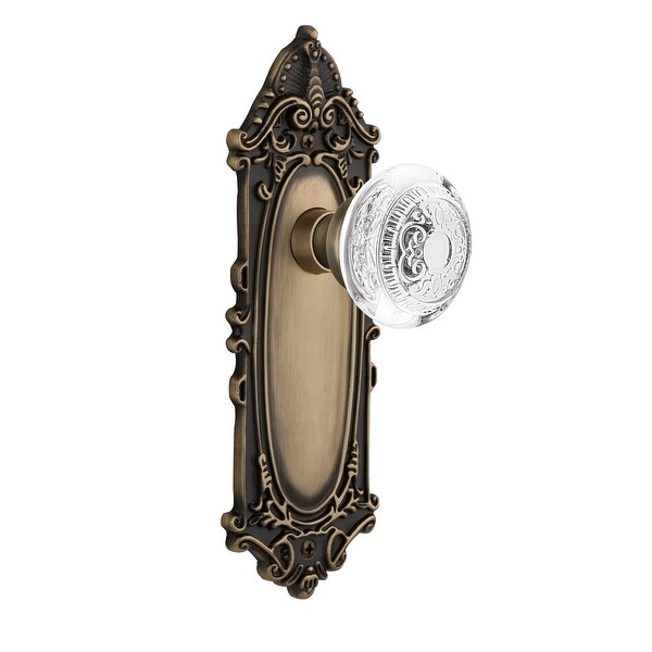 Nostalgic Warehouse VICCED_PSG_238_NK Vintage Crystal Egg and Dart Passage Door Knob Set with Victorian Rose and 2-3/8" Backset