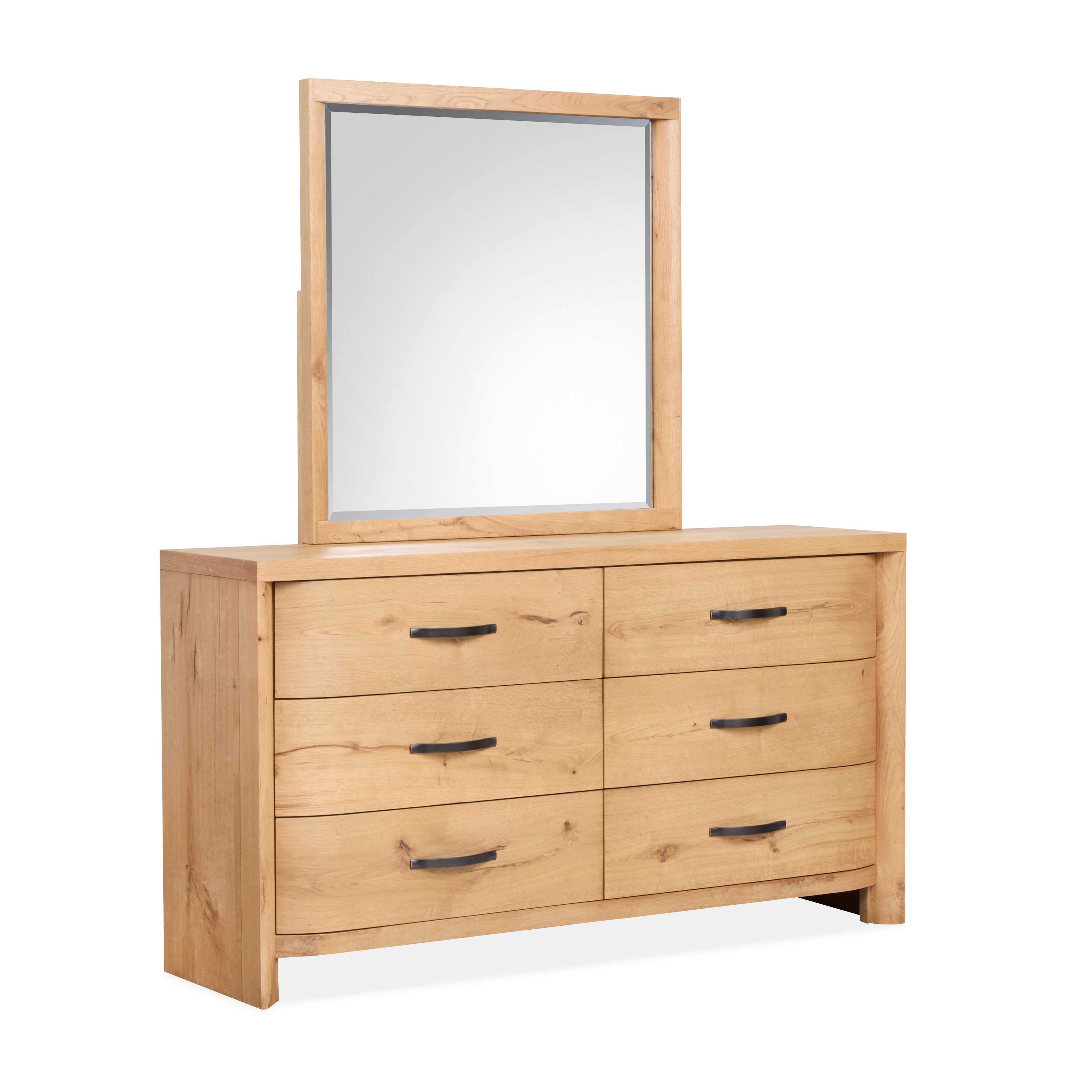 Magnussen Home Laramie Honey Wheat Double Drawer Dresser With Landscape Mirror