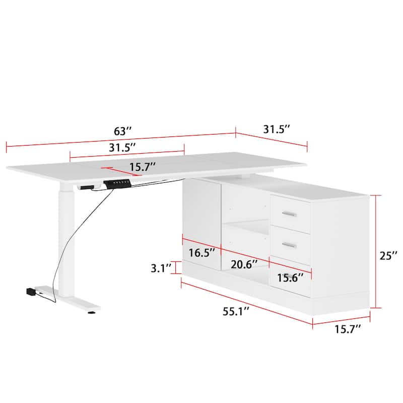 Super-Sized Standing Desk with Electric Lift - 63"x31.5"PC Desktop