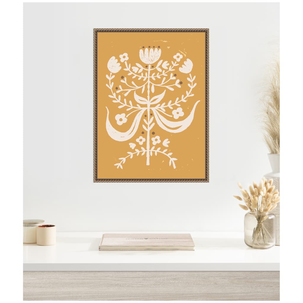 Kate and Laurel Bungalow Charm Golden Rod by Vicky Yorke Framed Canvas Wall Art Print