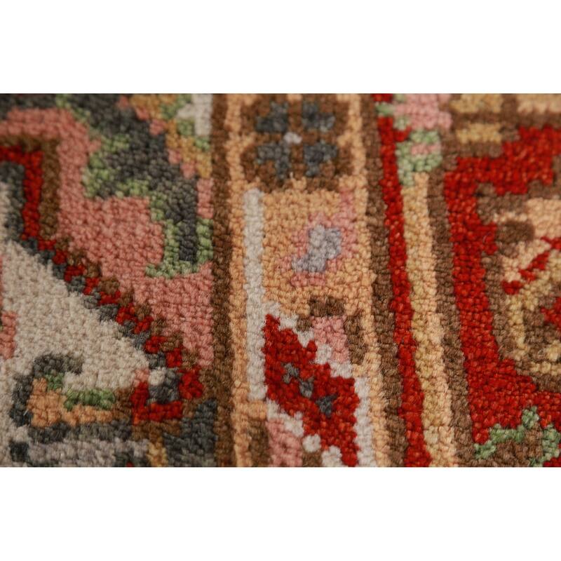 Hand Knotted Oriental 100% Wool Carpet Traditional Medallion Beige & Ivories Heriz (serapi) Area Rug - 9' 11'' X 8' 0''