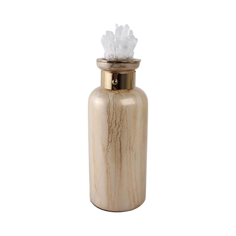 Glass Decorative Vase Glam Accent with Stone Details Modern Style