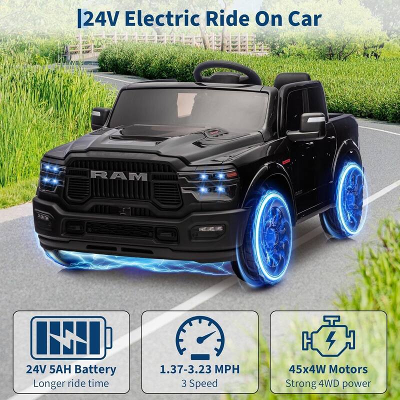 2 Seater Electric Car for Kids, 24v Ride on Truck Toy for Kids Best Gift