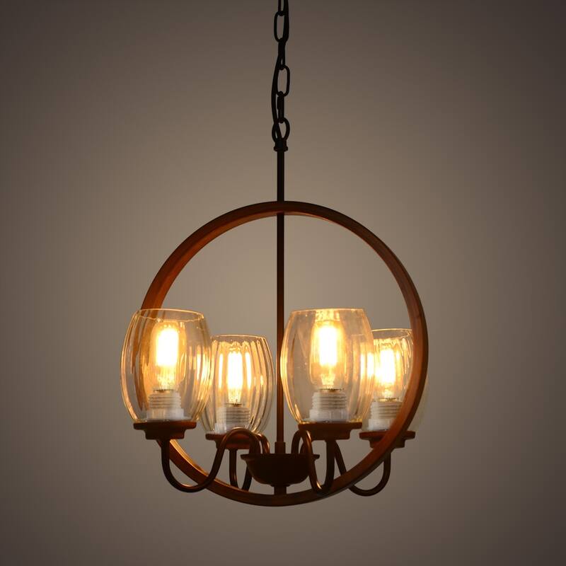 Anmytek Industrial Metal Chandelier Kitchen Island Pendant Lighting Fixture 4 Lights for Dinning Room Loft Foyer