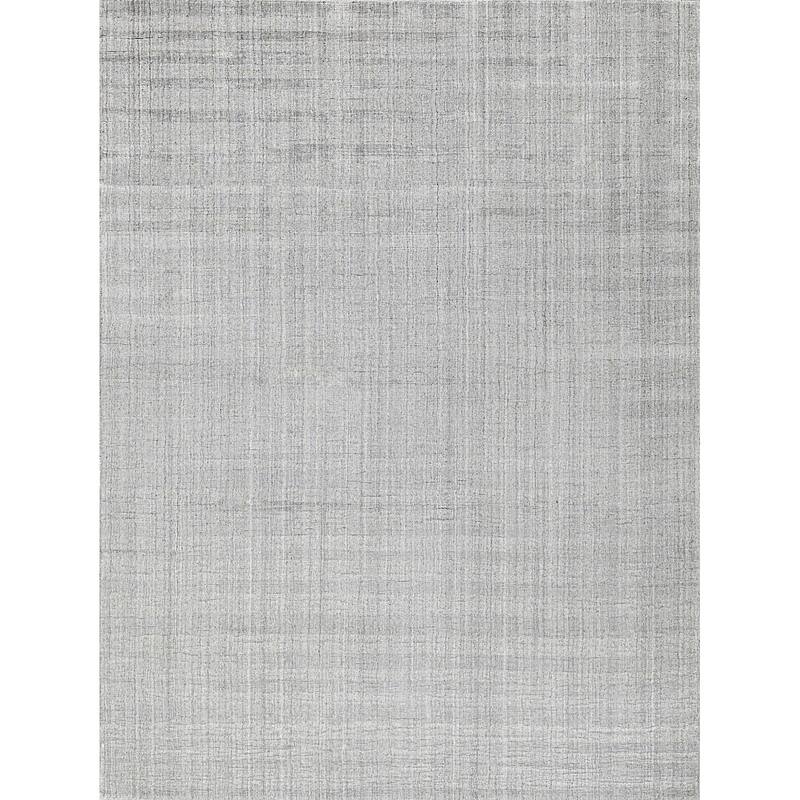 Exquisite Rugs Robin Stripe Handmade Handloomed Bamboo Silk/New Zealand Wool Light Silver Area Rug