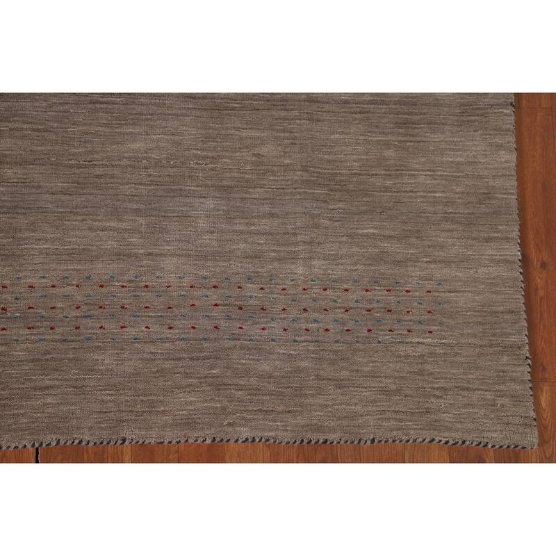 Brown Gabbeh Area Rug Handmade Oriental Wool Carpet - 6'8"x 9'9"