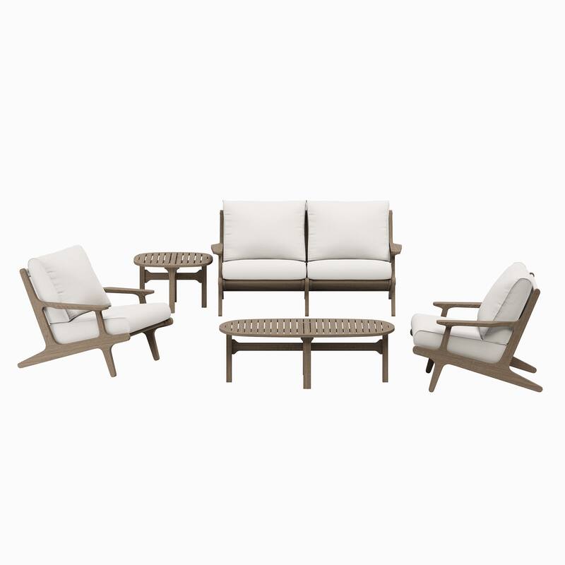 Saratoga 5-Piece Outdoor Patio Teak Wood Furniture Set