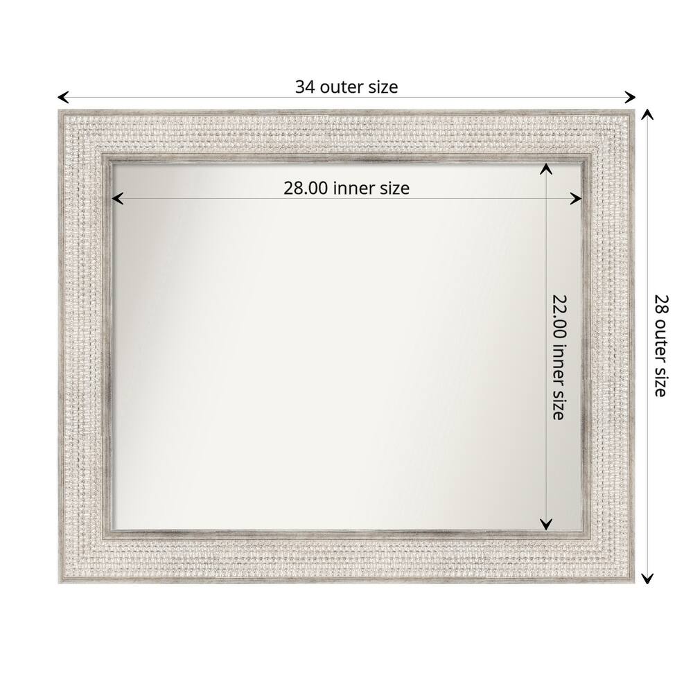 Non-Beveled Wood Bathroom Wall Mirror - Trellis Silver Frame - Trellis Silver