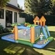 preview thumbnail 1 of 5, Outsunny Tropical Inflatable Water Slide Summer Theme Jumping Castle - 216.5"Lx112.25"Wx102.25"H