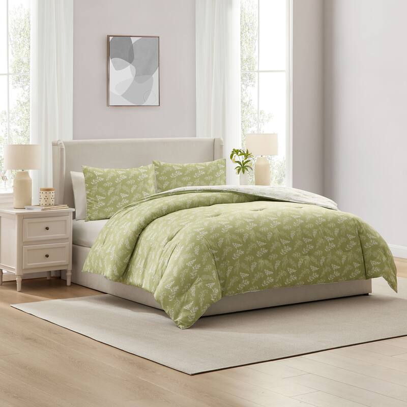 Empyrean 3PC Reversible Botanical Printed Comforter Bedding Set