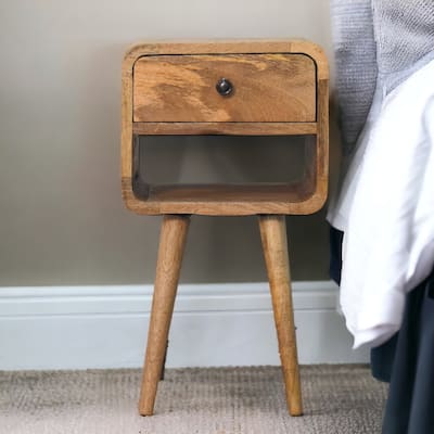 Artisan Furniture Solid Wood Mini Oak-ish Curve Lower Nightstand