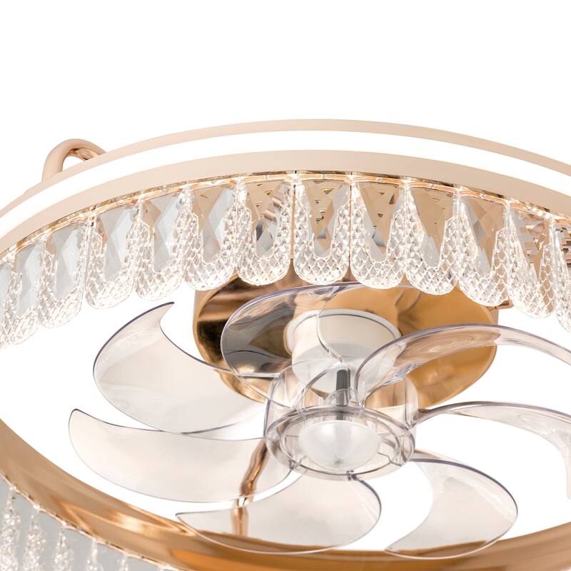 20-In LED Rosa Gold Chandelier Ceiling Fan with Light Remote(7-blade)