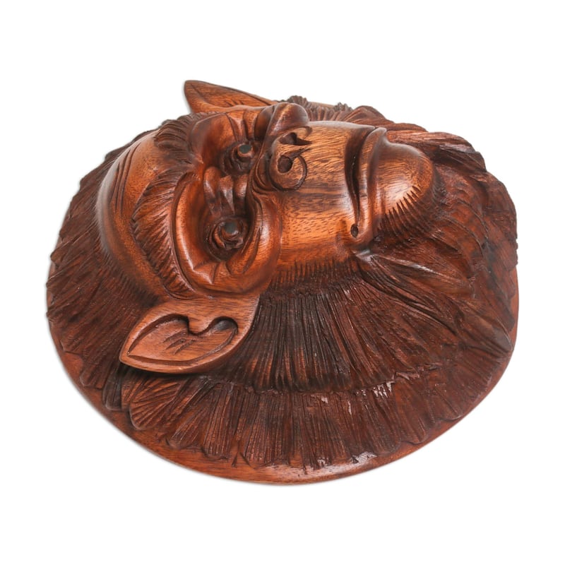 Novica Handmade Alpha Chimpanzee Wood Mask