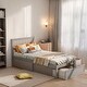 preview thumbnail 2 of 5, WoodenTwin Size Platform Kids Bed Frame with Under-bed Drawers, Extra Storage, 2-Extra Legs for Stability, Easy Assembly, Grey
