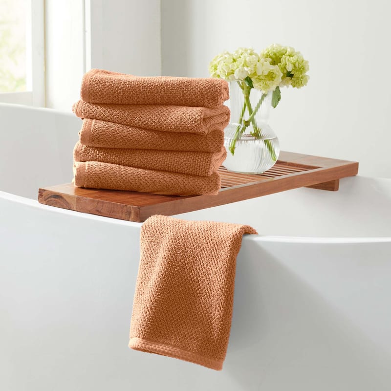 100% Cotton Acacia Collection Ultra Absorbant Popcorn Bath Towels - Hand Towel (Pack of 6) - Clay