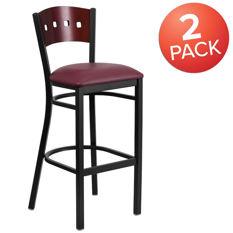 2 Pk. Hercules Series Decorative 4 Square Back Metal Restaurant Barstool - 19.75"W x 20"D x 43"H