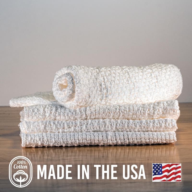 Country Cottons 100 Percent Old Fashion Cotton Dishcloths 11"x11" Set of 4 (2 natural color mixed with 2 colors of your choice)