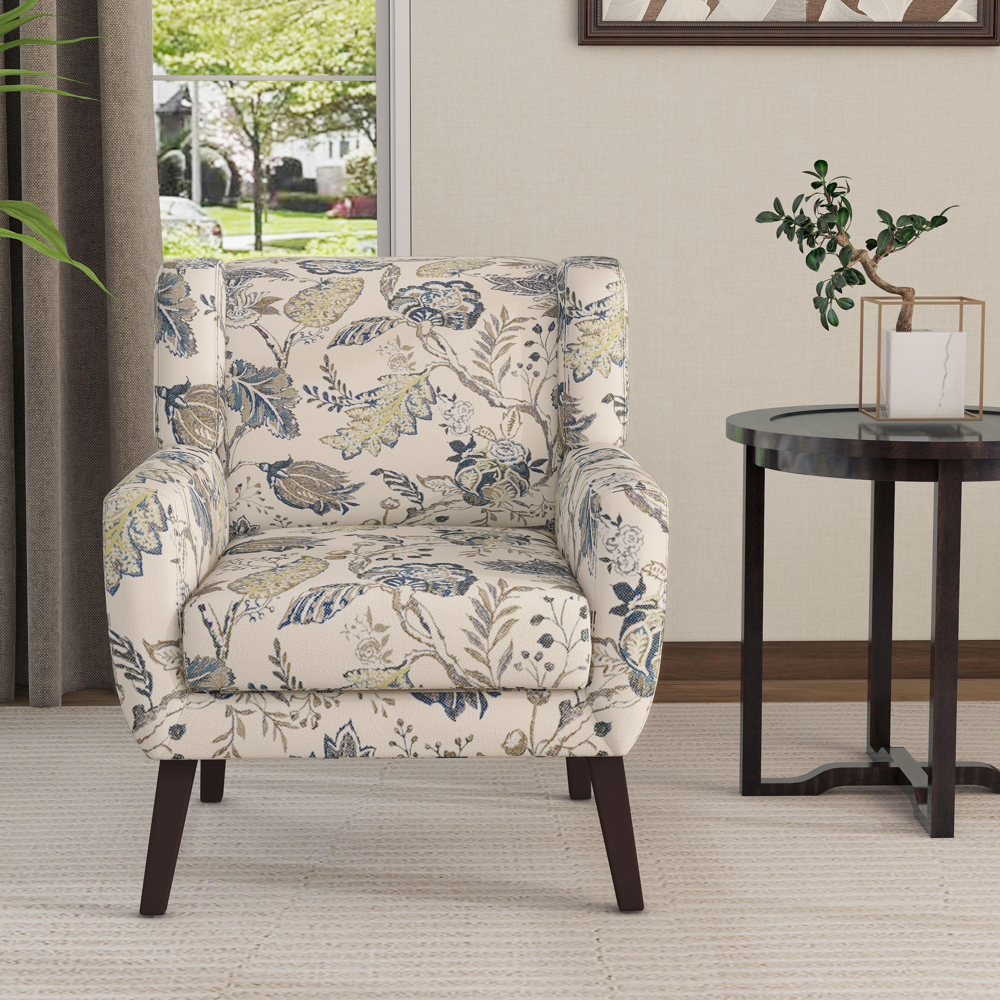Modern Cotton Linen Upholstered Accent Chair for Living Room-image