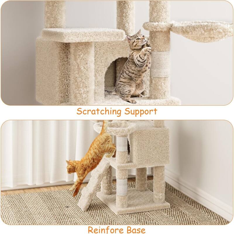 Cat Tree Multi-Level Cat Tower with 2 Roomy Condo 4 Perch