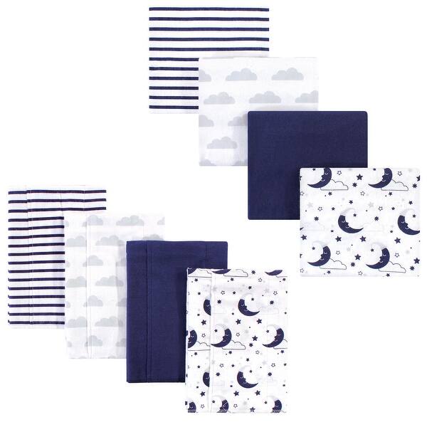 slide 1 of 1, Hudson Baby Infant Boy Cotton Flannel Burp Cloths and Receiving Blankets, 8-Piece, Moon, One Size - Moon - One Size