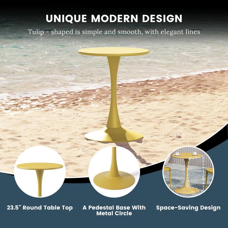 Frond and Form 23.5 Inch Outdoor Steel Dining Table