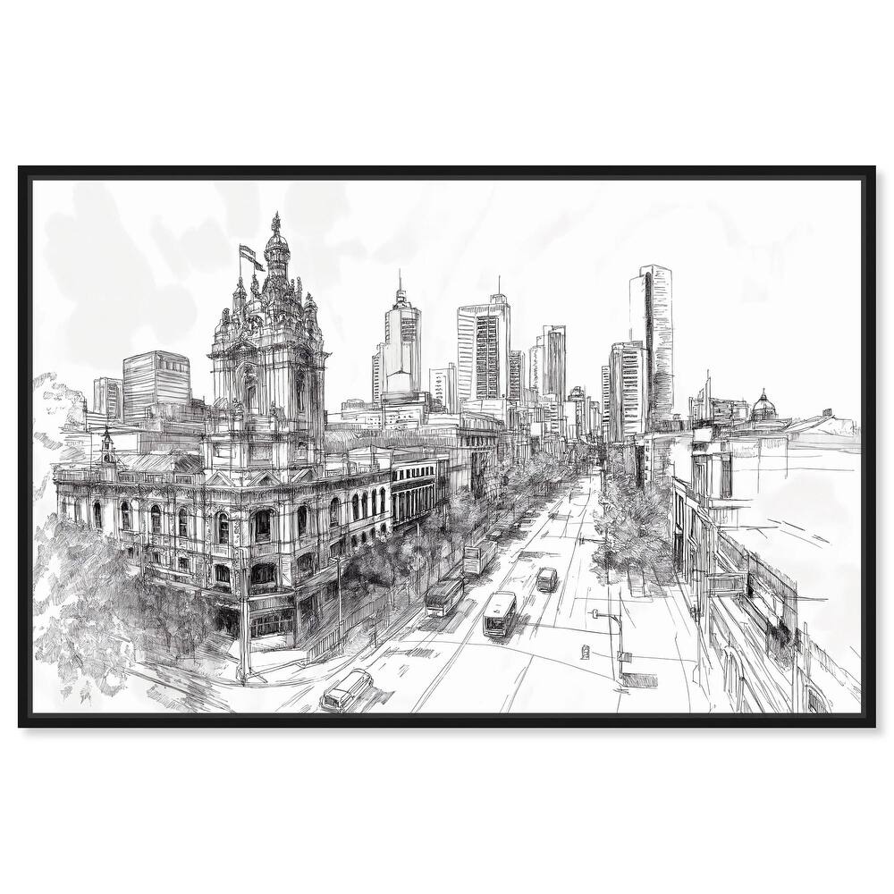 Collins Street Sketch Canvas by Art Remedy