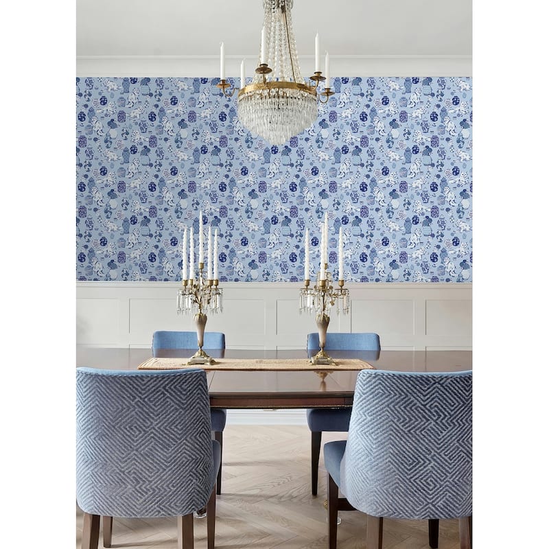 Fancy Cats Blue Peel and Stick Wallpaper