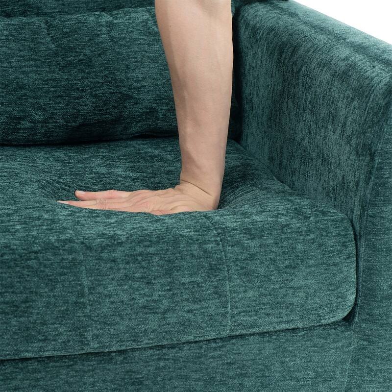 Modern Chenille Upholstered Armchair with Pillow and Solid Wood Leg