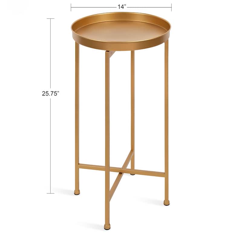 Kate and Laurel Celia Round Foldable Metal Accent Table - 14x14x26